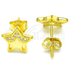 Sterling Silver Stud Earring, Star Design, with White Micro Pave, Polished, Golden Finish, 02.336.0042.2