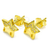 Sterling Silver Stud Earring, Star Design, with White Micro Pave, Polished, Golden Finish, 02.336.0042.2
