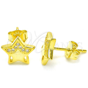 Sterling Silver Ring — Stud Earring Star Design with White Micro Pave — main product view — SKU 125642 | Plata 925 anillo — Stud Earring estrella diseño with blanco Micro Pave — SKU 125642