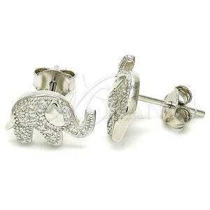 Sterling Silver Ring — Stud Earring Elephant Design with White Micro Pave — main product view — SKU 125643 | Plata 925 anillo — Stud Earring Elephant diseño with blanco Micro Pave — SKU 125643