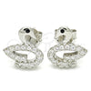 Sterling Silver Stud Earring, Swan Design, with Black Cubic Zirconia and White Crystal, Polished, Rhodium Finish, 02.336.0098