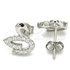 Sterling Silver Stud Earring, Swan Design, with Black Cubic Zirconia and White Crystal, Polished, Rhodium Finish, 02.336.0098