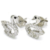 Sterling Silver Stud Earring, Swan Design, with Black Cubic Zirconia and White Crystal, Polished, Rhodium Finish, 02.336.0098