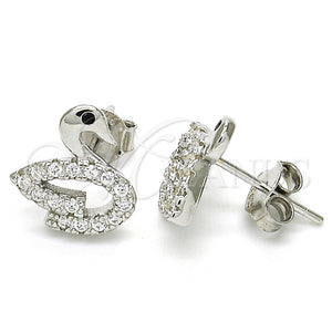 Sterling Silver Ring — Stud Earring Swan Design with Black Cubic Zirconia — main product view — SKU 125646 | Plata 925 anillo — Stud Earring Swan diseño with negro Cubic Zirconia — SKU 125646