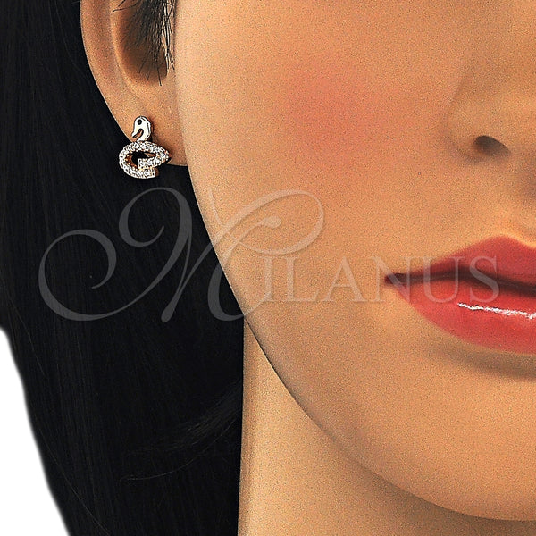 Sterling Silver Ring — Stud Earring Swan Design with Black Cubic Zirconia — alternate product view — SKU 125647 | Plata 925 anillo — Stud Earring Swan diseño with negro Cubic Zirconia — SKU 125647