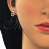 Sterling Silver Stud Earring, Swan Design, with Black Cubic Zirconia and White Crystal, Polished, Rose Gold Finish, 02.336.0098.1