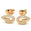 Sterling Silver Stud Earring, Swan Design, with Black Cubic Zirconia and White Crystal, Polished, Rose Gold Finish, 02.336.0098.1