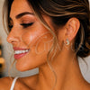 Sterling Silver Stud Earring, Dolphin Design, with White and Black Micro Pave, Polished, Rose Gold Finish for wholesale, additional product view 2