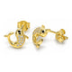 Sterling Silver Stud Earring, Dolphin Design, with White and Black Micro Pave, Polished, Golden Finish, 02.336.0099.2