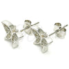 Sterling Silver Stud Earring, Butterfly Design, with White Micro Pave, Polished, Rhodium Finish, 02.336.0101