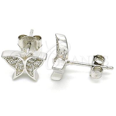 Sterling Silver Stud Earring, Butterfly Design, with White Micro Pave, Polished, Rhodium Finish, 02.336.0101 for wholesale, main product view