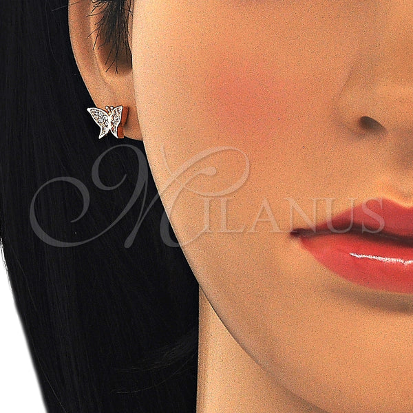 Sterling Silver Ring — Stud Earring Butterfly Design with White Micro Pave — alternate product view — SKU 125656 | Plata 925 anillo — Stud Earring Butterfly diseño with blanco Micro Pave — SKU 125656