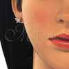Sterling Silver Stud Earring, Butterfly Design, with White Micro Pave, Polished, Rose Gold Finish, 02.336.0101.1