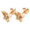 Sterling Silver Stud Earring, Butterfly Design, with White Micro Pave, Polished, Rose Gold Finish, 02.336.0101.1
