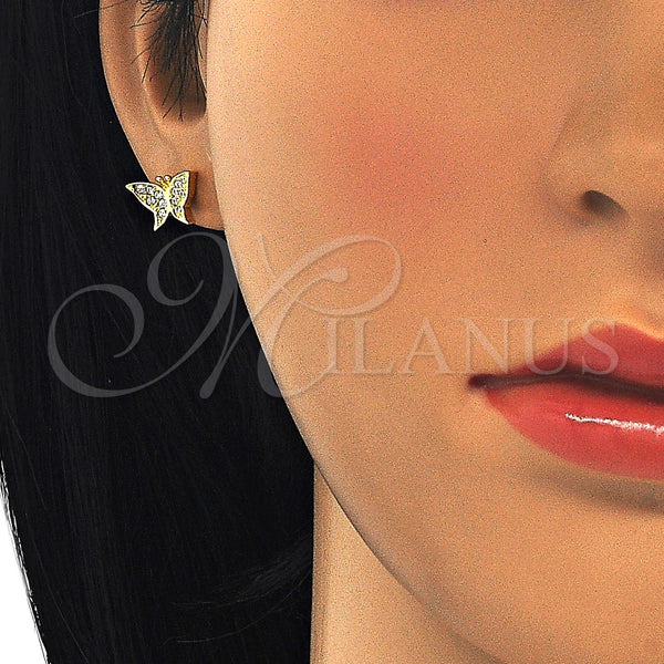 Sterling Silver Ring — Stud Earring Butterfly Design with White Micro Pave — alternate product view — SKU 125657 | Plata 925 anillo — Stud Earring Butterfly diseño with blanco Micro Pave — SKU 125657