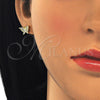 Sterling Silver Stud Earring, Butterfly Design, with White Micro Pave, Polished, Golden Finish, 02.336.0101.2