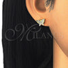 Sterling Silver Stud Earring, Butterfly Design, with White Micro Pave, Polished, Golden Finish, 02.336.0101.2