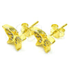 Sterling Silver Stud Earring, Butterfly Design, with White Micro Pave, Polished, Golden Finish, 02.336.0101.2