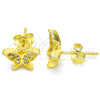 Sterling Silver Stud Earring, Butterfly Design, with White Micro Pave, Polished, Golden Finish, 02.336.0101.2