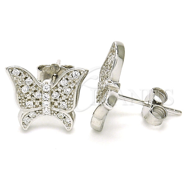 Sterling Silver Ring — Stud Earring Butterfly Design with White Micro Pave — main product view — SKU 125658 | Plata 925 anillo — Stud Earring Butterfly diseño with blanco Micro Pave — SKU 125658