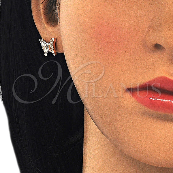 Sterling Silver Ring — Stud Earring Butterfly Design with White Micro Pave — alternate product view — SKU 125659 | Plata 925 anillo — Stud Earring Butterfly diseño with blanco Micro Pave — SKU 125659