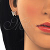 Sterling Silver Stud Earring, Butterfly Design, with White Micro Pave, Polished, Rose Gold Finish, 02.336.0102.1