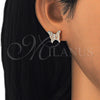 Sterling Silver Stud Earring, Butterfly Design, with White Micro Pave, Polished, Rose Gold Finish, 02.336.0102.1