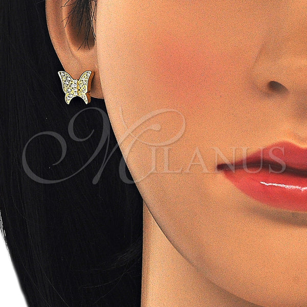 Sterling Silver Ring — Stud Earring Butterfly Design with White Micro Pave — alternate product view — SKU 125660 | Plata 925 anillo — Stud Earring Butterfly diseño with blanco Micro Pave — SKU 125660