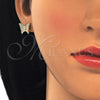 Sterling Silver Stud Earring, Butterfly Design, with White Micro Pave, Polished, Golden Finish, 02.336.0102.2
