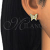 Sterling Silver Stud Earring, Butterfly Design, with White Micro Pave, Polished, Golden Finish, 02.336.0102.2