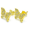 Sterling Silver Stud Earring, Butterfly Design, with White Micro Pave, Polished, Golden Finish, 02.336.0102.2