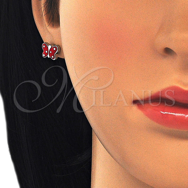 Sterling Silver Ring — Stud Earring Butterfly Design Red Enamel 02. — alternate product view — SKU 125661 | Plata 925 anillo — Stud Earring Butterfly diseño Red Enamel 02. — SKU 125661