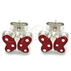 Sterling Silver Stud Earring, Butterfly Design, Red Enamel Finish, Rhodium Finish, 02.336.0103