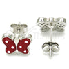 Sterling Silver Stud Earring, Butterfly Design, Red Enamel Finish, Rhodium Finish, 02.336.0103