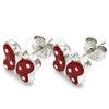 Sterling Silver Stud Earring, Butterfly Design, Red Enamel Finish, Rhodium Finish, 02.336.0103