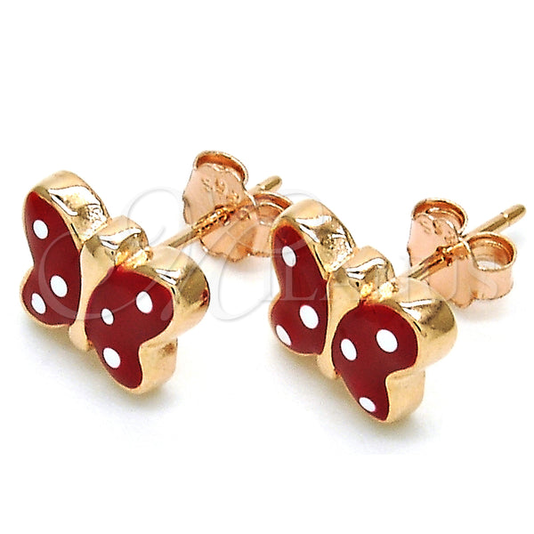 Sterling Silver Ring — Stud Earring Butterfly Design Red Enamel Rose 02. — main product view — SKU 125662 | Plata 925 anillo — Stud Earring Butterfly diseño Red Enamel Rose 02. — SKU 125662