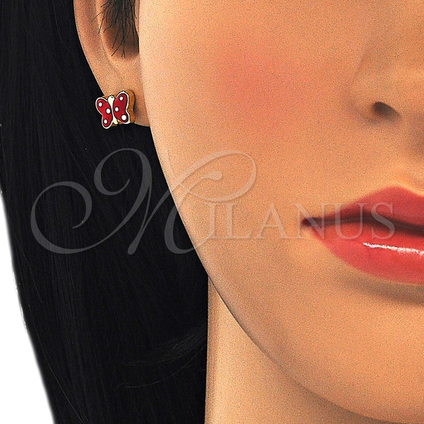 Sterling Silver Ring — Stud Earring Butterfly Design Red Enamel 02. — alternate product view — SKU 125663 | Plata 925 anillo — Stud Earring Butterfly diseño Red Enamel 02. — SKU 125663