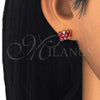 Sterling Silver Stud Earring, Butterfly Design, Red Enamel Finish, Golden Finish, 02.336.0103.2