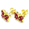 Sterling Silver Stud Earring, Butterfly Design, Red Enamel Finish, Golden Finish, 02.336.0103.2