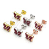 Sterling Silver Stud Earring, Butterfly Design, Red Enamel Finish, Golden Finish, 02.336.0103.2