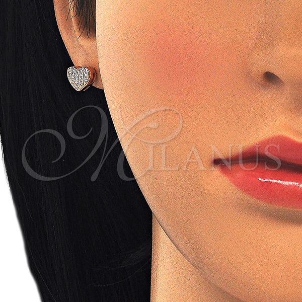 Sterling Silver Ring — Stud Earring Heart Design with White Micro Pave — alternate product view — SKU 125665 | Plata 925 anillo — Stud Earring corazón diseño with blanco Micro Pave — SKU 125665