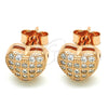 Sterling Silver Stud Earring, Heart Design, with White Micro Pave, Polished, Rose Gold Finish, 02.336.0104.1