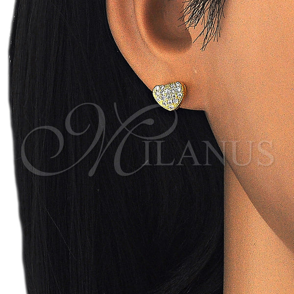 Sterling Silver Ring — Stud Earring Heart Design with White Micro Pave — alternate product view — SKU 125666 | Plata 925 anillo — Stud Earring corazón diseño with blanco Micro Pave — SKU 125666