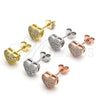 Sterling Silver Stud Earring, Heart Design, with White Micro Pave, Polished, Golden Finish, 02.336.0104.2