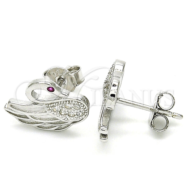 Sterling Silver Ring — Stud Earring Swan Design with Ruby and White — main product view — SKU 125667 | Plata 925 anillo — Stud Earring Swan diseño with Ruby and blanco — SKU 125667