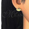 Sterling Silver Stud Earring, Swan Design, with Ruby and White Micro Pave, Polished, Golden Finish, 02.336.0105.2