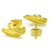 Sterling Silver Stud Earring, Swan Design, with Ruby and White Micro Pave, Polished, Golden Finish, 02.336.0105.2