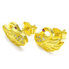 Sterling Silver Stud Earring, Swan Design, with Ruby and White Micro Pave, Polished, Golden Finish, 02.336.0105.2