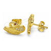 Sterling Silver Stud Earring, Swan Design, with Ruby and White Micro Pave, Polished, Golden Finish, 02.336.0105.2