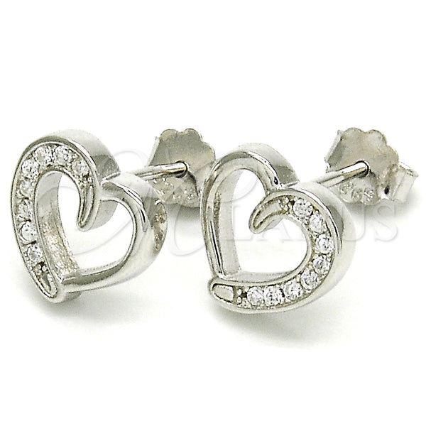 Sterling Silver Ring — Stud Earring Heart Design with White Micro Pave — alternate product view — SKU 125670 | Plata 925 anillo — Stud Earring corazón diseño with blanco Micro Pave — SKU 125670